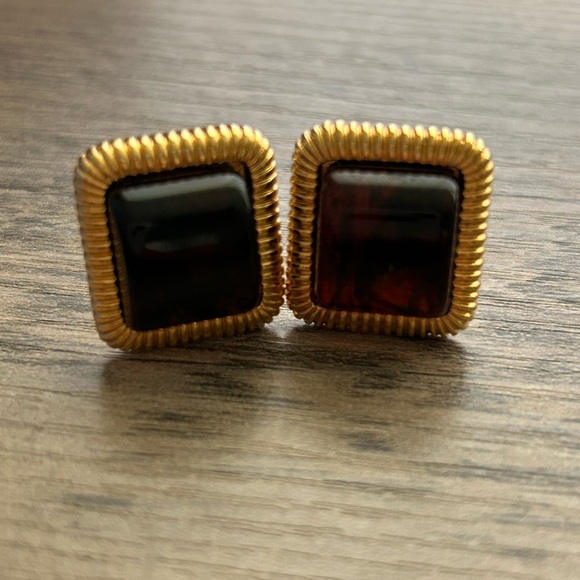 Vintage Amber Gold Clip On Earrings - Picture 3 of 7